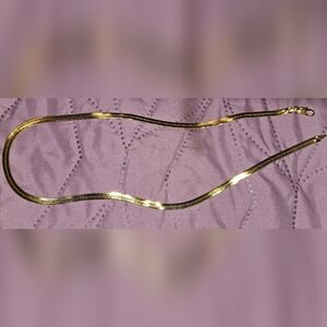 S925 Sterling Silvery 24k Gold Plated 4mm Flat Snake Bone Chain Necklace